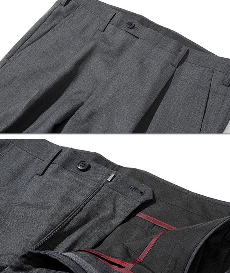 ジャケパン3点コーデセット ネイビー織柄テーラードジャケット×白ラインデザイン形態安定長袖シャツ×グレースラックス biz