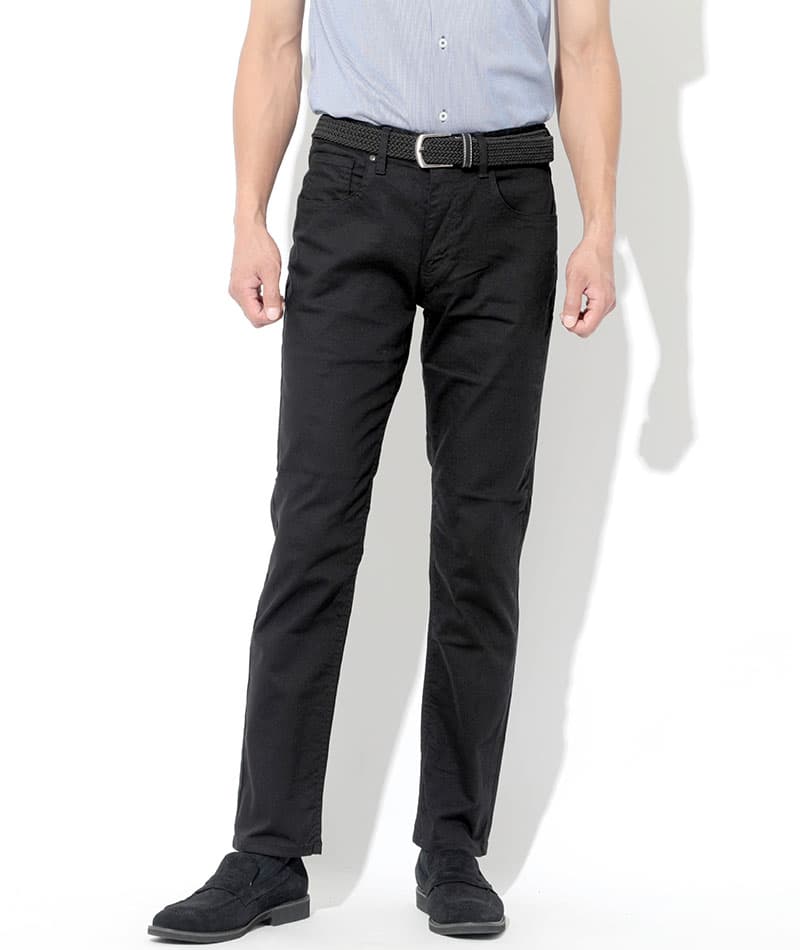 40代メンズ3点コーデセット ストレッチデニムテーラードジャケット×白厚手半袖Tシャツ×黒ストレッチスリムチノパンツ biz