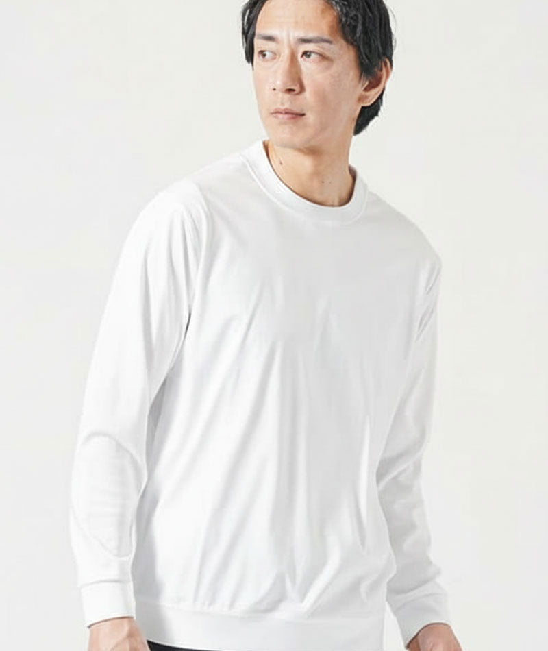 30代メンズ3点コーデセット ネイビーテーラードジャケット×白長袖Tシャツ×チャコールグレーテーパードスラックス biz