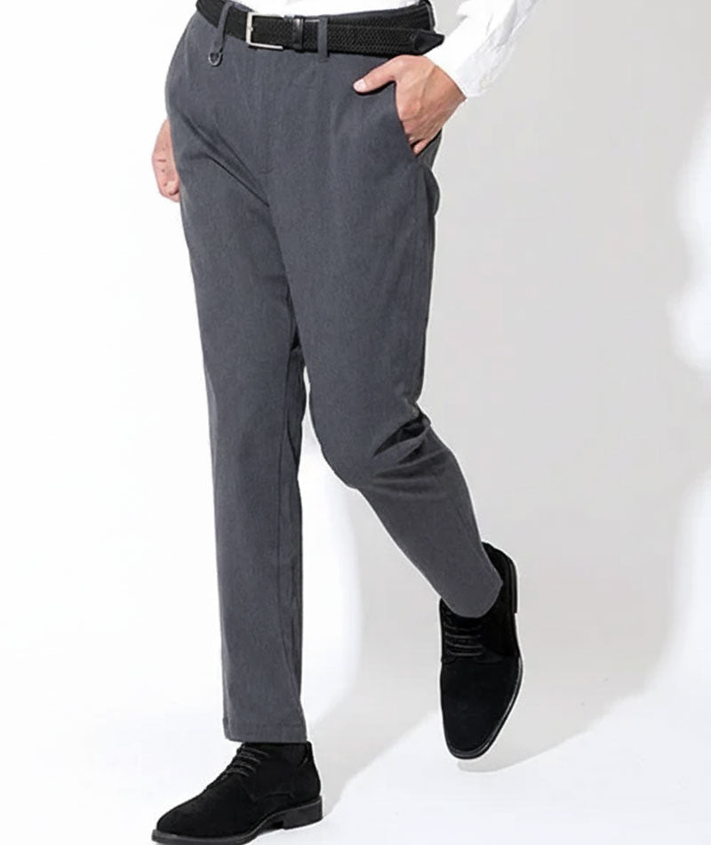 30代メンズ3点コーデセット ネイビーテーラードジャケット×白長袖Tシャツ×チャコールグレーテーパードスラックス biz