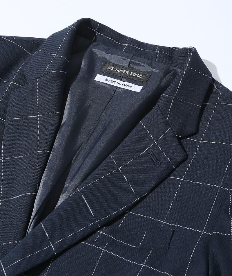 ジャケパン3点コーデセット ネイビーウィンドペンテーラードジャケット×白形態安定シャツ×ベージュチノパン 日本製 biz