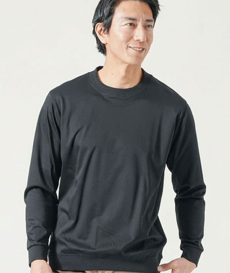 40代メンズ3点コーデセット グレーテーラードジャケット×黒長袖Tシャツ×ベージュストレッチスリムチノパンツ biz
