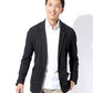 30代メンズ3点コーデセット 黒ニットジャケット×黒長袖Tシャツ×グレーチノパン biz