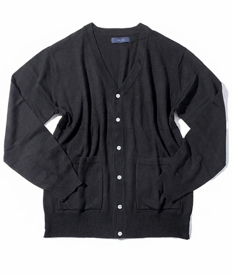 30代メンズ3点コーデセット 黒カーディガン×黒長袖Tシャツ×オフホワイトスラックスチノパン biz