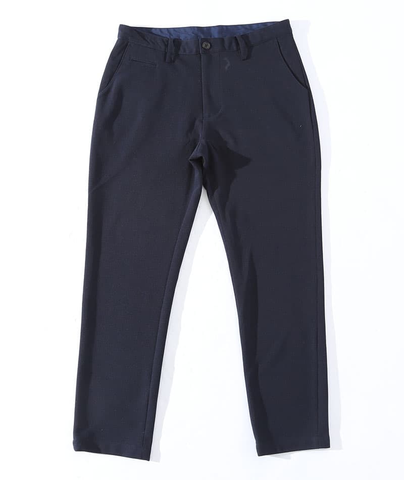 セットアップ3点コーデセット ネイビーストレッチテーラードジャケット×白長袖Tシャツ×ネイビーアンクルパンツ biz