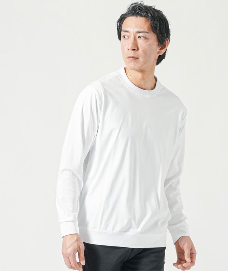 20代メンズ3点コーデセット ネイビーテーラードジャケット×白長袖Tシャツ×チャコールグレースラックス biz