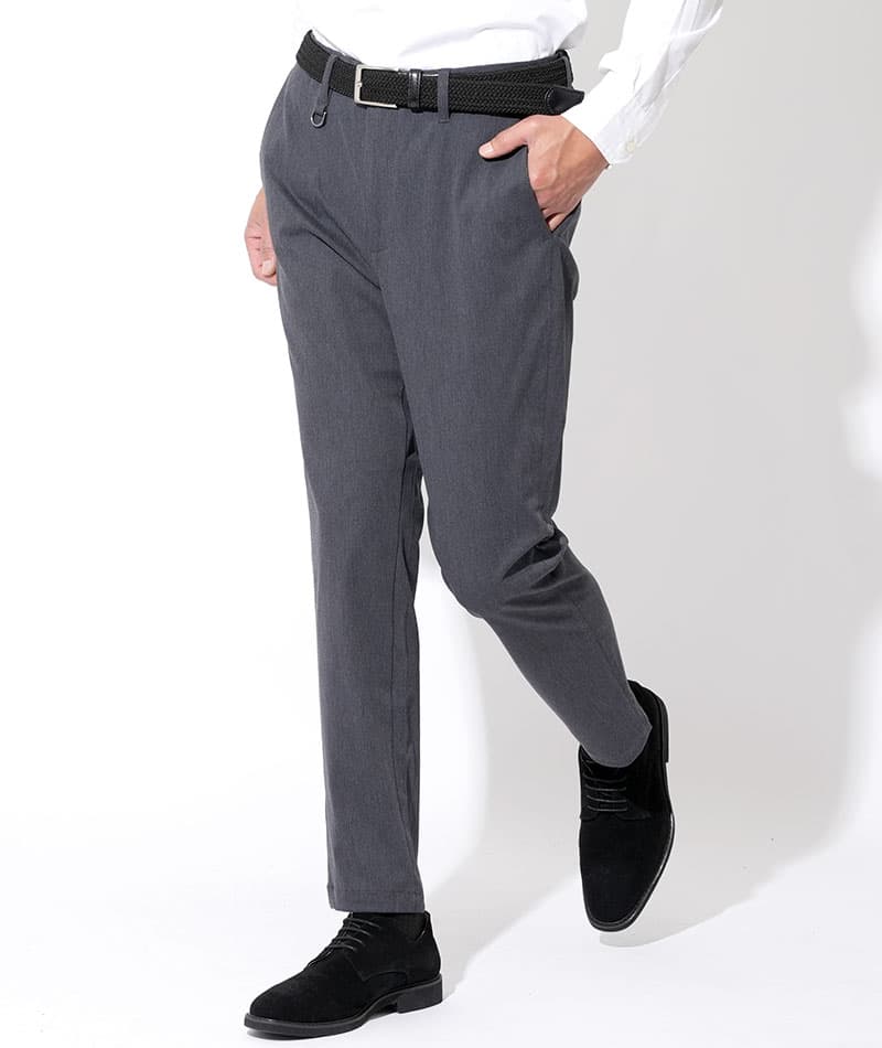 20代メンズ3点コーデセット ネイビーテーラードジャケット×白長袖Tシャツ×チャコールグレースラックス biz