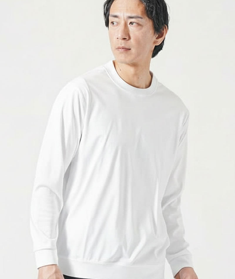 20代メンズ3点コーデセット ネイビーストレッチジャケット×白長袖Tシャツ×ベージュスリムパンツ biz