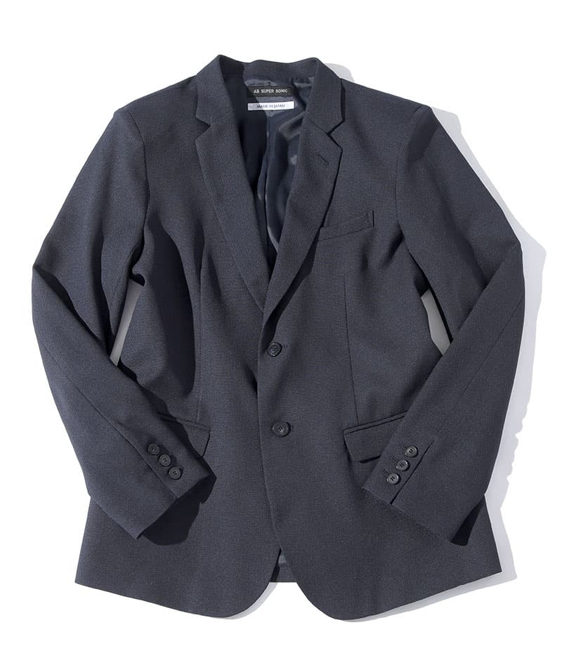 ジャケット×襟シャツ2枚メンズ3点トップスコーデセット ネイビーテーラードジャケット×ライトインディゴデニムシャツ×黒ストライプデニムシャツ biz