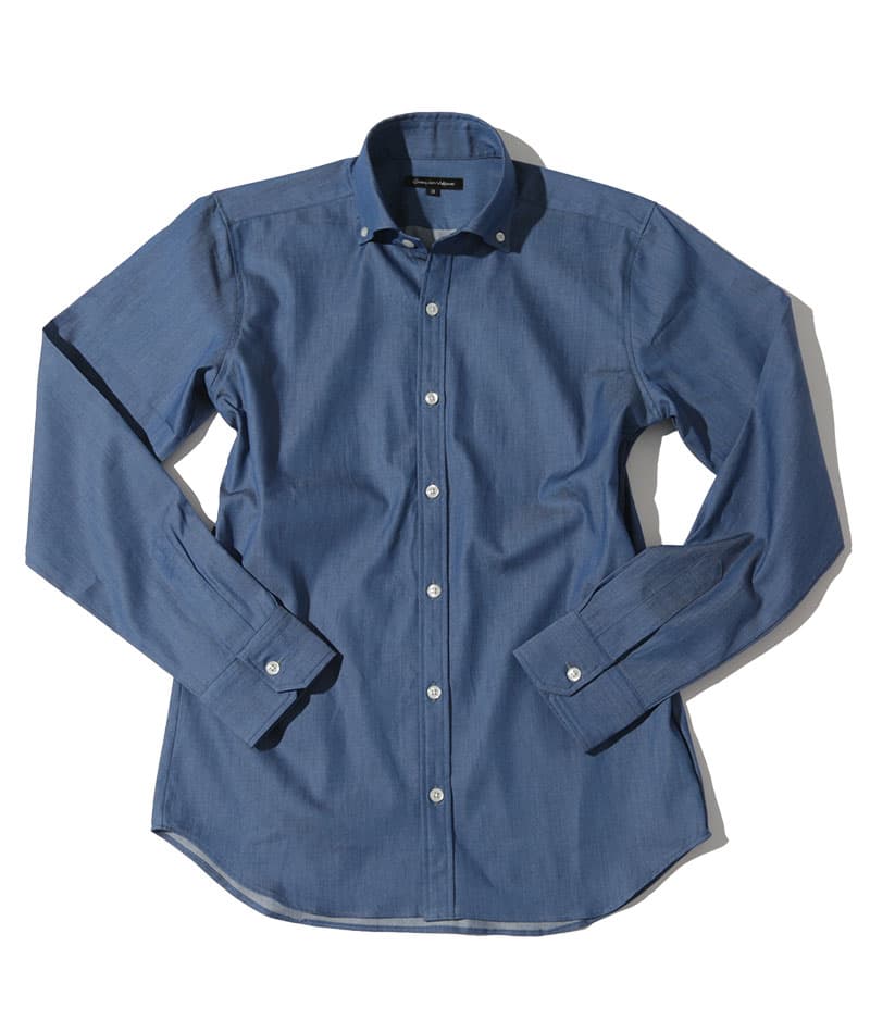 ジャケット×襟シャツ2枚メンズ3点トップスコーデセット ネイビーテーラードジャケット×ライトインディゴデニムシャツ×黒ストライプデニムシャツ biz