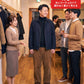 忘年会の服装40代50代3点メンズコーデセット  グレンチェックイタリアンスタンドカラージャケット×黒タートルネックニット×ベージュスキニーテーパードパンツ