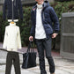 ☆コーデセット☆ネイビー中綿ダウンジャケット×白タートルネックニット×パンツの３点コーデセット　25
