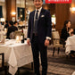 ホテルディナー40代50代の服装3点メンズコーデセット 白ジャケット×白シャツ×黒テーパードパンツ