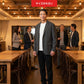 50代男性同窓会・ダイニングバー・カジュアルレストラン向けコーデセット ネイビージャケット×白長袖Tシャツ×ベージュスリムパンツ