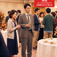 同窓会40代50代の服装3点メンズコーデセット  ネイビーテーラードジャケット×白シャツ×チャコールチノパンツ