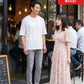 マッチングアプリ婚活初対面夏のカフェデート向け2点コーデセット 黒オーバーサイズ半袖Tシャツ×グレースリムアンクルパンツ