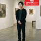 美術館40代50代の服装3点メンズコーデセット 黒ジャケット×白シャツ×黒パンツ