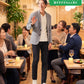 飲み会40代50代の服装3点メンズコーデセット  グレーテーラードジャケット×白VネックTシャツ×黒テーパードパンツ