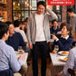 飲み会40代50代の服装3点メンズコーデセット  黒ロングフーディガン×白VネックTシャツ×グレースキニーテーパードパンツ