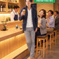 飲み会40代50代の服装3点メンズコーデセット  ネイビースタンドカラージャケット×白VネックTシャツ×グレースキニーチノパンツ