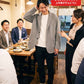 飲み会40代50代の服装3点メンズコーデセット  グレーテーラードジャケット×白クルーネックTシャツ×黒スキニーテーパードチノパンツ
