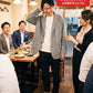 飲み会40代50代の服装3点メンズコーデセット  黒ショールカラージャケット×白VネックTシャツ×グレースキニーカラーチノパンツ