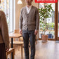 お見合いの服装3点メンズコーデセット  ネイビーテーラードジャケット×白シャツ×ベージュチノパンツ