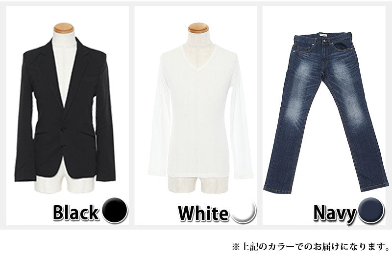 ☆アウターセット☆黒ジャケット×白Tシャツ×紺デニムパンツ3点セット 10