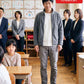 子供の授業参観・発表会の服装の服装40代50代3点メンズコーデセット  黒テーラードジャケット×白クルーネックTシャツ×グレースキニーテーパードチノパンツ