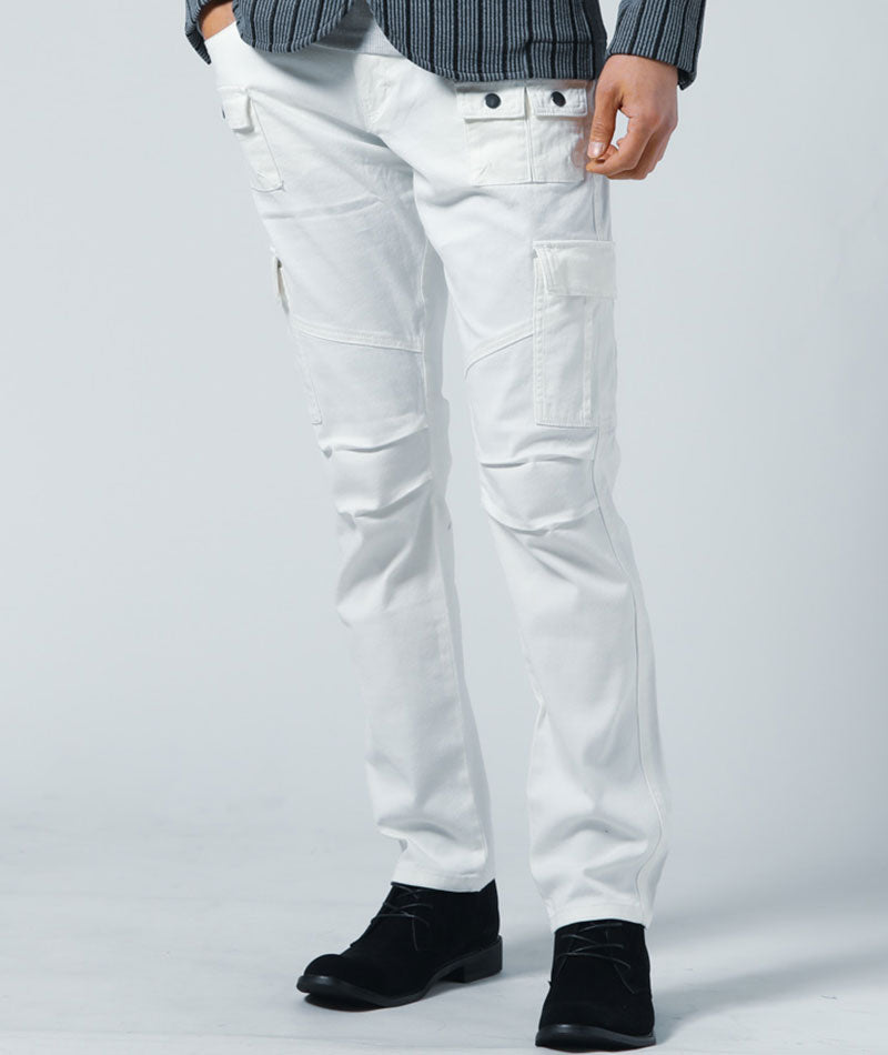 スマートデート服メンズ3点コーデセット グレーストライプスタンドカラージャケット×グレーVネック長袖Tシャツ×白カーゴストレッチパンツ