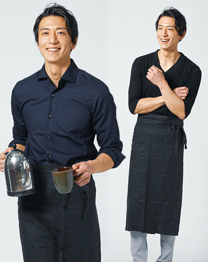 料理 上手く見える デート服 メンズ 男性 春 夏 秋 40代 30代 3点コーデセット ネイビー長袖シャ ツ×黒Vネック7分袖Tシャツ×グレースキニーストレッチパンツ