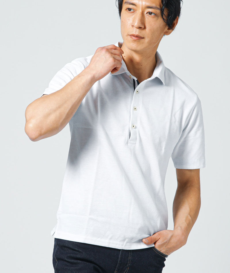 海デート服メンズ3点コーデセット ネイビーヒッコリーストライプシャツパーカー×白半袖ポロシャツ×ストレッチテーパードデニムパンツ
