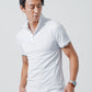 海デート服メンズ3点コーデセット ネイビー7分袖パーカー×白半袖ポロシャツ×ベージュクロップドチノパンツ