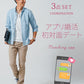 マッチングアプリ婚活初対面デート服メンズ3点コーデセット サックス綿麻7分袖シャツ×白Vネック7分袖Tシャツ×ベージュスキニーストレッチパンツ