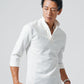 カフェデート服メンズ3点コーデセット グレー5分袖パーカー×白7分袖ポロシャツ×ベージュスリムチノパンツ