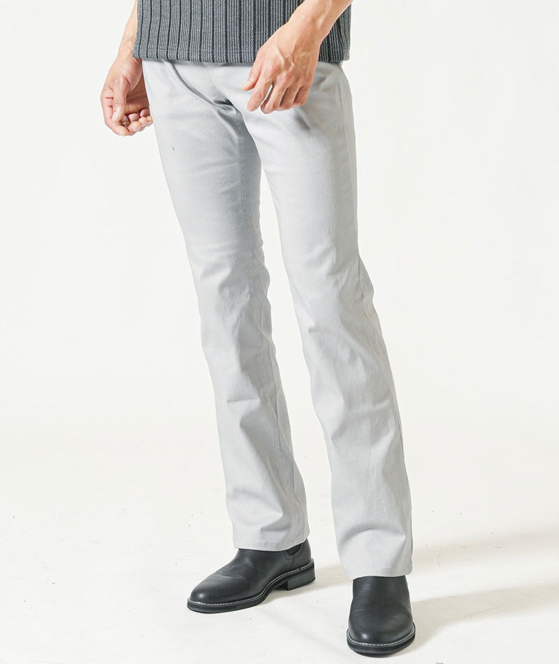 脚長ファッションメンズ3点コーデセット 黒半袖Tシャツ×グレー半袖ポロシャツ×チャコールブーツカットチノパンツ
