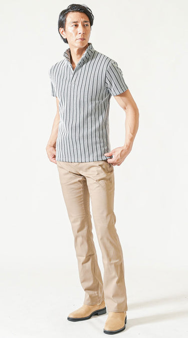 おすすめのメンズ立ち襟ポロシャツのコーデ例