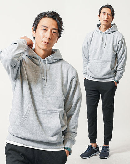 普段着スポーツファッション服メンズ3点コーデセット 長袖グレープルパーカー×白半袖Tシャツ×黒スウェットジョガーパンツ