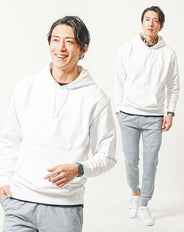 普段着スポーツファッション服メンズ3点コーデセット 白長袖プルパーカー×黒半袖Tシャツ×グレースウェットジョガーパンツ