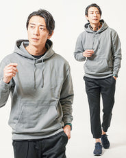 普段着スポーツファッション服メンズ3点コーデセット グリーン長袖プルパーカー×黒半袖Tシャツ×黒ストレッチジョガーパンツ