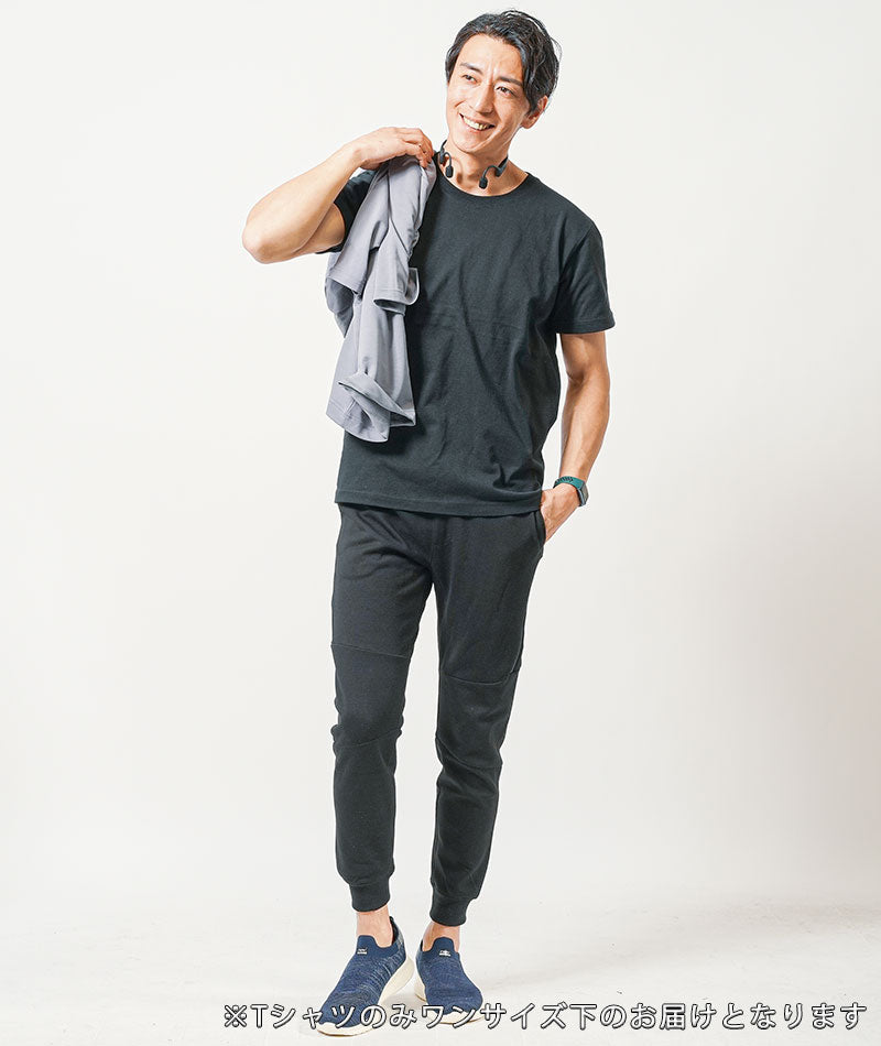 Tシャツ×スウェットジョガーパンツ セットアップメンズジムウェアM
