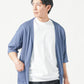 メンズ夏服トップス3点コーデセット　ブルー半袖カーディガン×白半袖Tシャツ×ダークグレー半袖Tシャツ