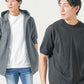 メンズ夏服トップス3点コーデセット　チャコールグレー7分袖ロングパーカー×白半袖Tシャツ×杢黒半袖Tシャツ