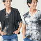 メンズ夏服トップス3点コーデセット　黒5分袖テーラードジャケット×白半袖Tシャツ×黒半袖Tシャツ