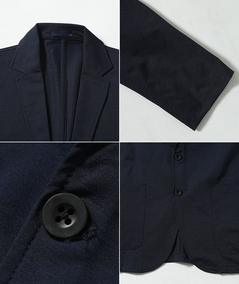 ハイブリッドジャージーテーラードジャケット×ランダムテレコ長袖ヘンリーネックＴシャツ 2枚セット