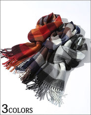 日本製 起毛ブロックチェックマフラー Biz