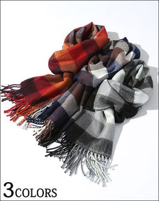 起毛ブロックチェックマフラー 日本製