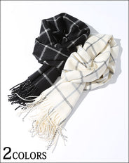 日本製 起毛ウィンドウペンチェックマフラー Biz