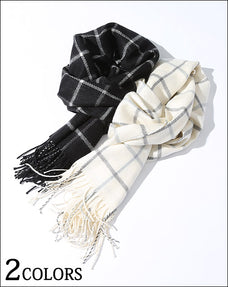 起毛ウィンドウペンチェックマフラー 日本製