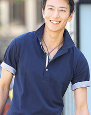 前立てデザインホリゾンタルカラーポロシャツ